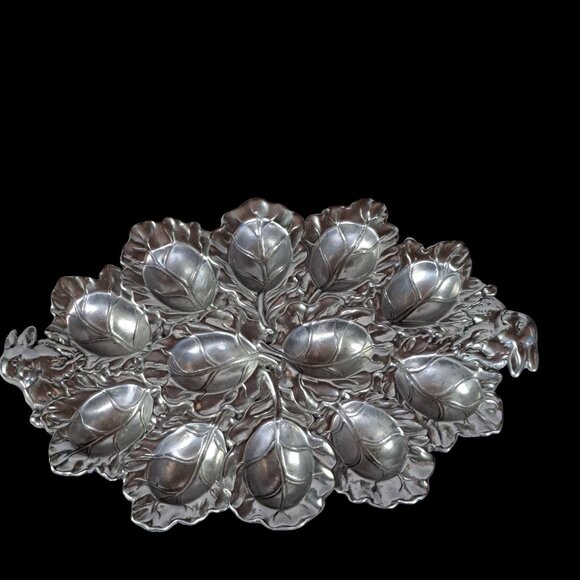 Arthur Court 2003 Egg Holder Bunny & Cabbage Leaf Devlled Egg Holder Easter Vtg - Picture 8 of 13